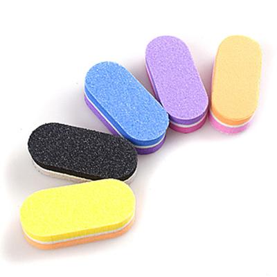 China Sponge Double Colors Mini Doufu Sponge Buffer 4.5*2*1.2cm Oval Manicure Tools Polish Buffers + Washable Nail Buffer for sale