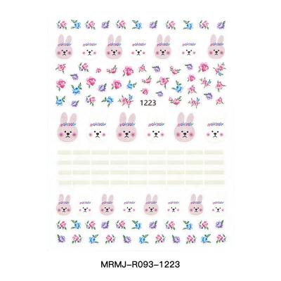 China Easy Apply 101*78.5 mm Rabbit, Deer, Apple, Flower Nail Wraps Sticker 1 Sheet / Pack Holiday Christmas Nail Sticker 3D Adhesive Sticker NS037 for sale