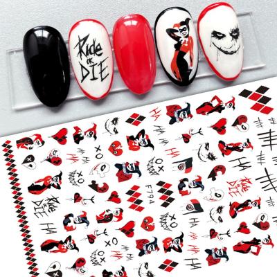 China Easy Apply 2021 Cobwebs Skull Design Nail Wraps Sticker Decal 1 Pcs / Bag Nail Art Tattoo Decals Finger Halloween for sale