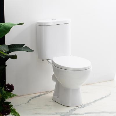 China Cheap Chinese Automatic Operation Belt Strap White Ceramic WC Double Flush P-trap Extended Two Piece Toilet for sale