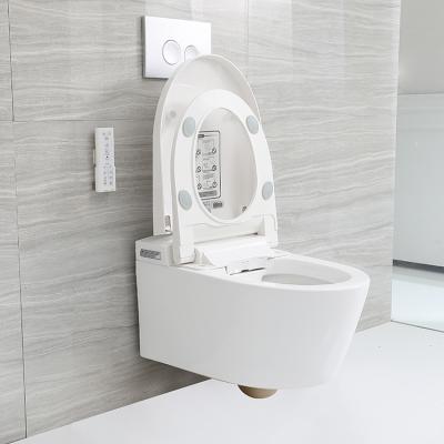 China Automatic Operation Concealed Ceramic Automatic Water Tank P-trap Wall Hung Smart Toilet for sale