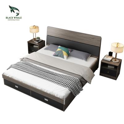 China Bedroom Furniture Wooden Double Bed Designs With Storage Queen Bed Frame Double Bed for sale