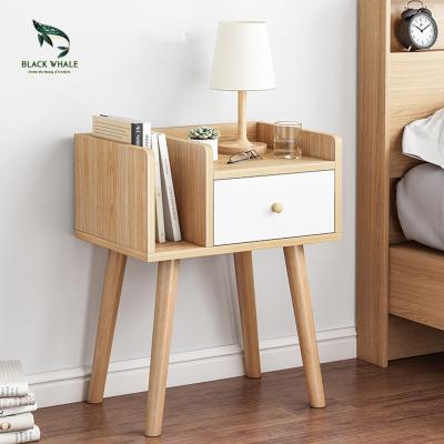 China Modern Wooden Nightstand Drawer Bedside Table Bed Side Cabinet Bedroom Furniture Storage Wholesale Customization Supplier for sale