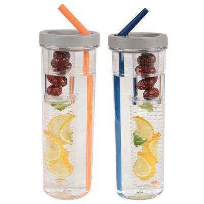 China 700ML High Capacity Simple Design Disposable Reusable Acrylic Clear Plastic Tumbler With Straw for sale