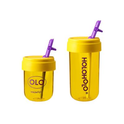 China Sustainable Eco Friendly Cute Kids Tritan Plastic Tumblers With Lid Screw Cap Straw for sale