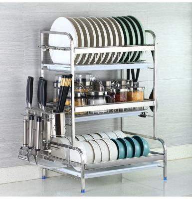 China Sustainable Hot Selling Home Stainless Steel 2 Tiers 3 Tiers Rustproof Universal Dish Draining Rack for sale