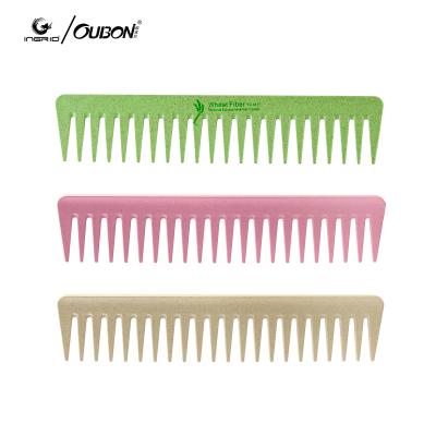 China INGRID Wheat Fiber Teeth Wide Tooth Home Comb Heavy Duty Wide Tooth Comb For Hair Styling Tool for sale