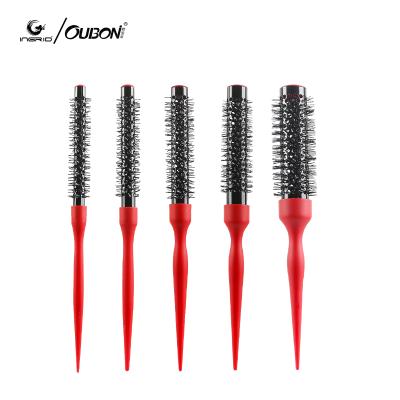 China Golden Nondisposable Professional Aluminum Updraft Salon Ceramic Ionic Round Barrel Hair Brush for sale