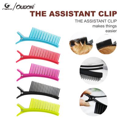 China Plastic Hair Clips Hairdressing Clamps With Comb Hairpins Hold Salon Cutting Dye Hair Care Styling Tools 7707 for sale