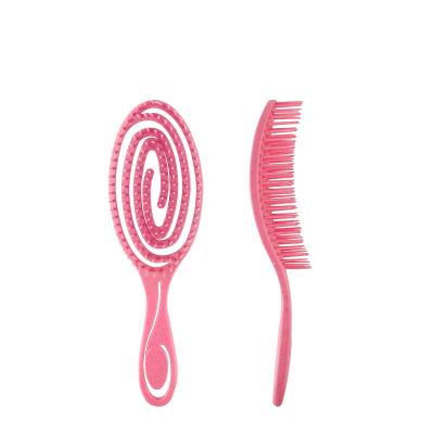 China Salon Tools Professional Custom Logo Plastic Hollow Curved Duct Hair Brush Detangler Detangling Brush Massager Brush for sale