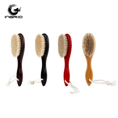 China Salon Professional Tools Men's Mustache Shaving Comb Face Massage Facial Hair Cleaning Brush Beech Handle Beard Brush Boar Hair Long for sale