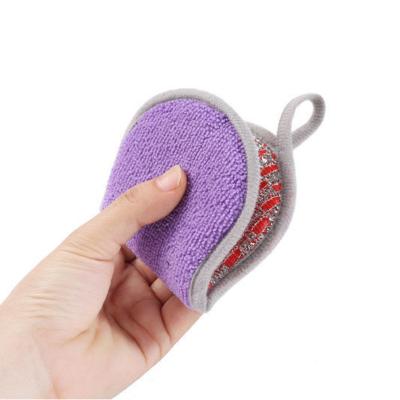 China Topwill Sustainable Double Sided Sponge Kitchen Washing Dishes Scourer Pan Brush Microfiber Sponge Kitchen Cleaning for sale