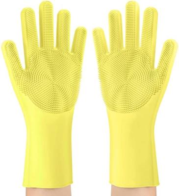 China Topwill Free Sample House Kitchen Silicone Scrubber Gloves Sponge Silicone Magic Dishwashing Mitt for sale