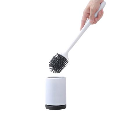 China Topwill Silicone Toilet Brush and Holder Manual Bathroom Toilet Brush Holder Set Silicone Toilet Brush with Quick Dry Holder for sale