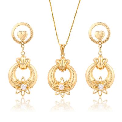 China Other New Fashion Flower Gold Pendant Drop Earring Jewelry Set for sale