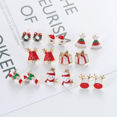 China Korean version of the CLASSIC 2021 simple Santa Claus gift tree elk earrings new Christmas earrings for female for sale