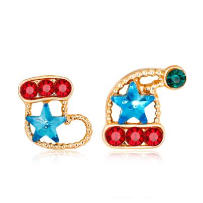 China Fashion Lovely Girls Christmas Series Enamel Christmas Hat and Gold Plated Christmas Stockings Earrings TRENDY for sale