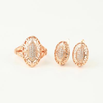 China CLASSIC High Quality Fashion Elegant Rose Gold Plated Gold Set Ring Earrings Two Jewelry Sets for sale