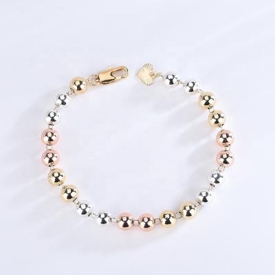 China 2021Wholesale Fashion Rosary Bracelets Three Color Plating Women TRENDY Bangle 6mm Religious Bracelet for sale