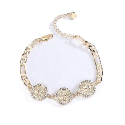 China 2021 New Design Fashionable Women Banquet 18K Gold Jewelry Religious High Quality Wedding Bracelet for sale