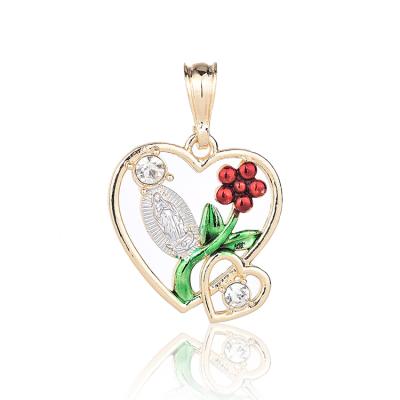 China Factory Supply Fashion Non Allergic Direct 14K Gold Plated Tricolor Love Design Flower Jewelry Pendant for sale