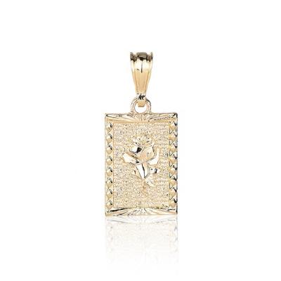 China Non Allergic High Quality Romantic Fashion Unique 14K Gold Picture Frame Rose Retro Style Miss Drop Pendant for sale