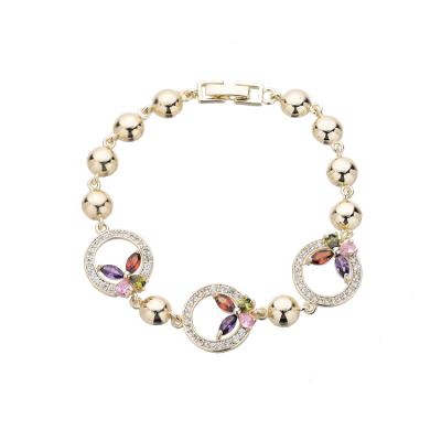 China Cute Crystal Zircon Girl Bracelet Fashion 14k Gold Rosary ZIRCON Bracelet for sale