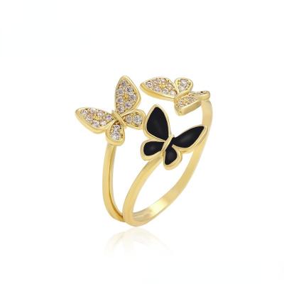 China CLASSIC Simple And Elegant Butterfly Ring Set 14k Gold Crafting Environmental Protection Copper Adjustable Ring for sale