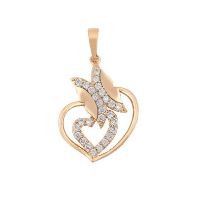 China Trendy fashion style heart-shaped design jewelry 18K copper simple environmental protection women's zircon heart gold-plated pendant for sale