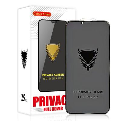 China Cell Phone 9H OG Armor Glue Full Cover Privacy Gold Full Coverage For iphone 13 Pro Max Tempered Glass Screen Protector for sale