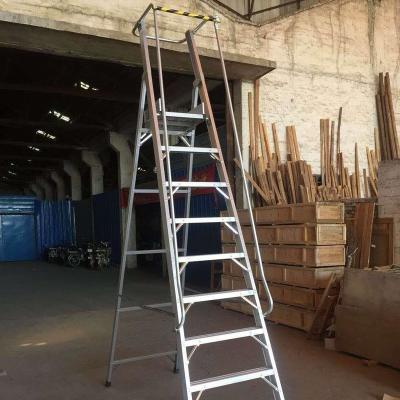 China Wholesale Folding Ladders Factory Aluminum Alloy Step Ladder Platform Ladder with Handrail for sale