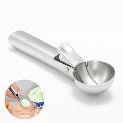 China Sustainable Stainless Steel Ice Cream Scoop Spoon, Fruit Scoop With Easy Trigger for sale