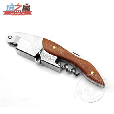 China Promotional Gifts Rosewood Handle Wine Opener Corkscrew Bottle Opener And Foil Cutter for sale