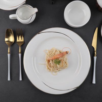 China Viable Round Porcelain Dinner Plate Set Hotel Ceramic Dish Set - Exclusive Classic And Elegant Design for sale