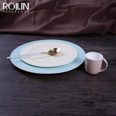 China Hot Sale China Supplier Hotel Restaurant Western Style Food Viable Dinnerware Ceramic Tableware Set for sale