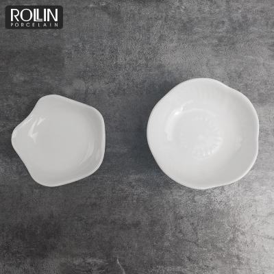 China Wholesale Custom Viable Shape Small Hotel Ceramic Porcelain Tableware Porcelain Dishes for sale