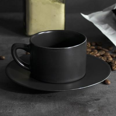 China Restaurant and hotel sustainable drinkware&stoneware ceramic coffee cup&saucer 185ML for sale