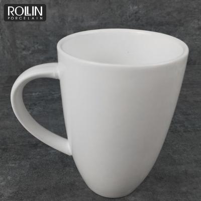 China Sustainable High Quality Promotional White Porcelain 400ml Cup Large Coffee Mugs for sale