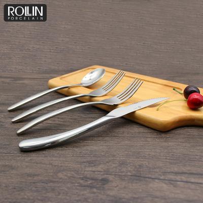 China Cheap Viable Silver Flatware Set Dinnerware Spoon Knife Stainless Steel Forks And Cutlery For 4-5 Star Hotel for sale