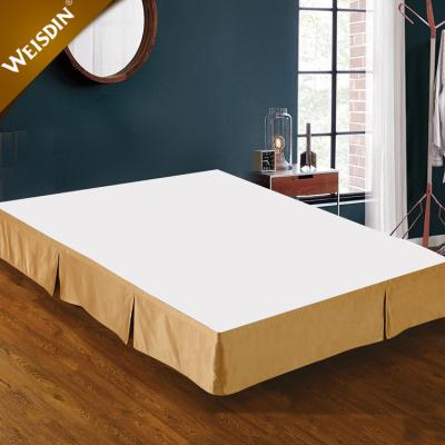 China Gold Home Textile Hotel Bedding Polyester Washable Decorative Customized Hotel Pleated Quilted Bed Skirt for sale