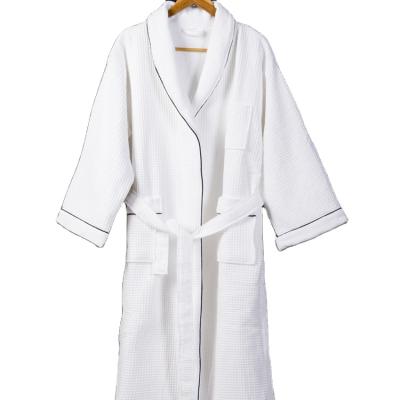 China Factory Breathable Custom Logo Cheap White Kimono Waffle Weave 100% Cotton Hotel Bathrobe for sale