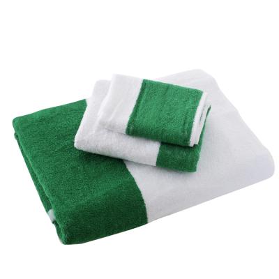 China QUICK DRY Yarn Dyed Made In China 100% Cotton Yarn Terry Green And Soft White Stripe Bath Towel / Beach Towel for sale