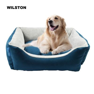 China Wholesale Customized Viable Soft Plush Linen Cotton Pet Bed Indoor 100% Non-slip Dog Bed Dog Bed For Large Size Puppy Removable Cover for sale