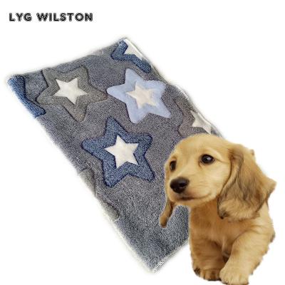 China Viable Soft Warm Flannel Fabric Two Sides Coral Fleece Velvet Dog Blanket Cat Blanket With Stars In Fall And Winter For Pets for sale