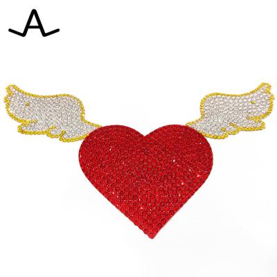 China Crystaltex heart rhinestone hotfix washable flying crystal transfer for garment shoes hats DIY for sale