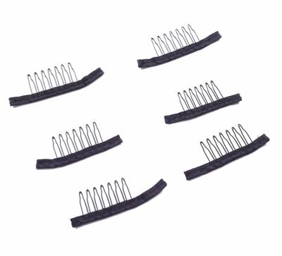 China Wig Combs For Making Wigs 7 Teeth 30mm Black Color Wig Comb Cuts Metal Hair Combs For Making Wigs Clips Clips Wig Cap Clips for sale