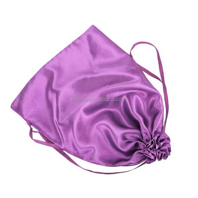 China Leeons Recyclable Silk Satin Tote Bag Hair Extensions Makeup Perfume Drawstring Gift Pouch Bag for sale