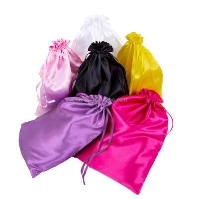 China Custom Silk Gift Drawstring Pouch Leeons Logo Printed Jewelry Bag Safety Satin for sale