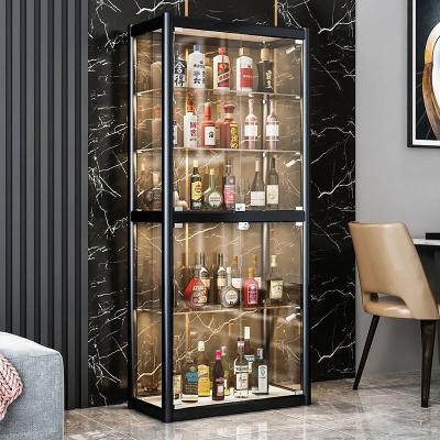 China (Others) Adjustable Modern Living Room Wine Glass Display Storage Cabinet 6063 Aluminum Alloy for sale