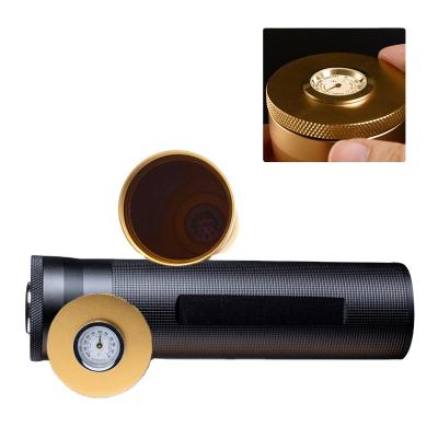 China Black Cigar Tobacco Storage Metal Cigar Humidor Travel Tube with Electronic Hygrometer for sale